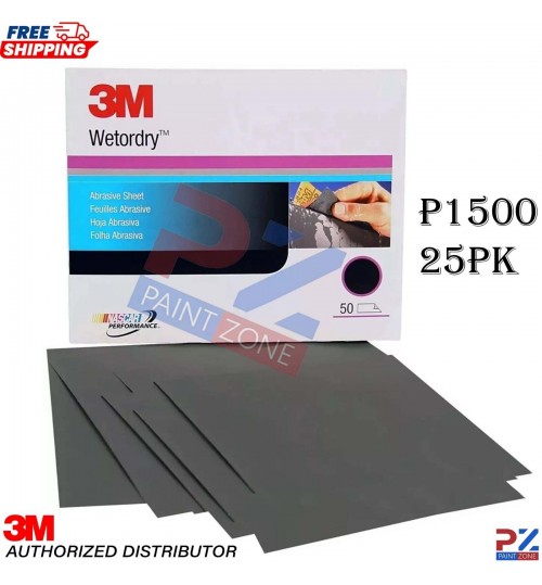 3M 02023 P1500 Wet or Dry Abrasive Sandpaper 25PK